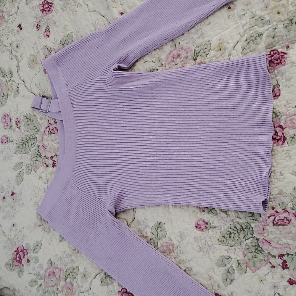 Fashion Nova Ribbed Knit long sleeve top Semi Off the Shoulder- S- NWOT